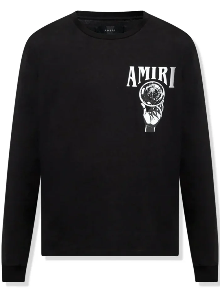 Amiri Crystal Ball Long Sleeve Black T Shirt