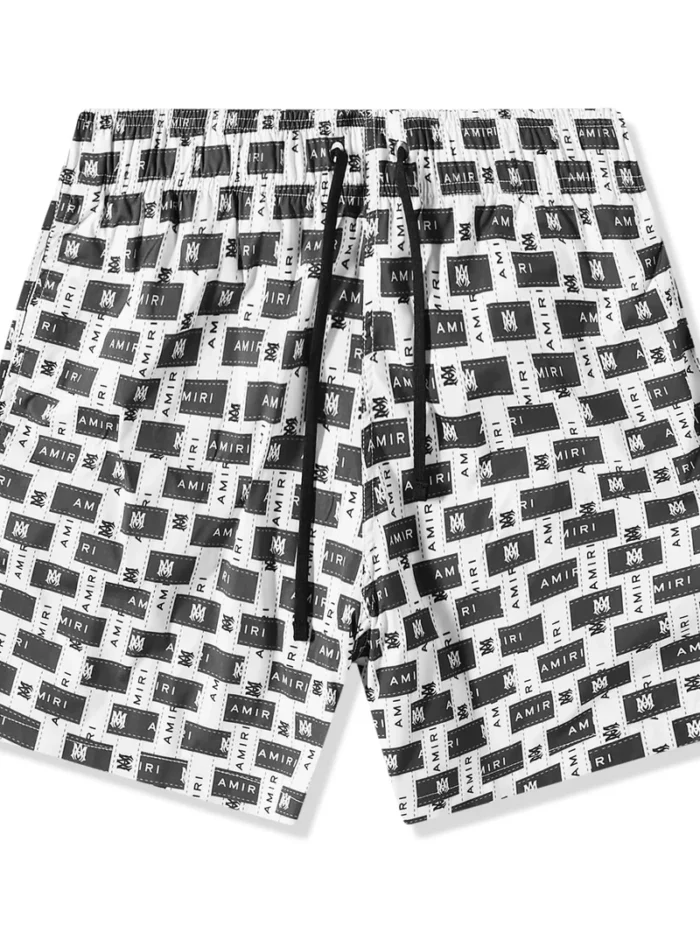 Amiri Interweave Black White Swim Shorts