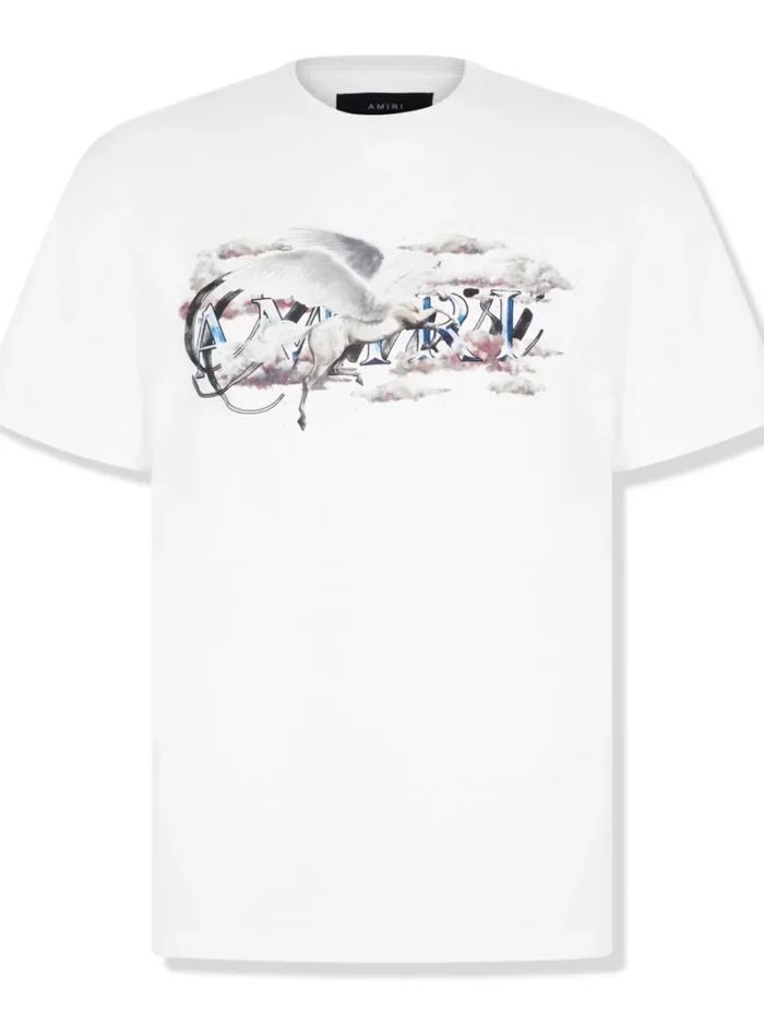 Amiri Pegasus Script Logo White T Shirt