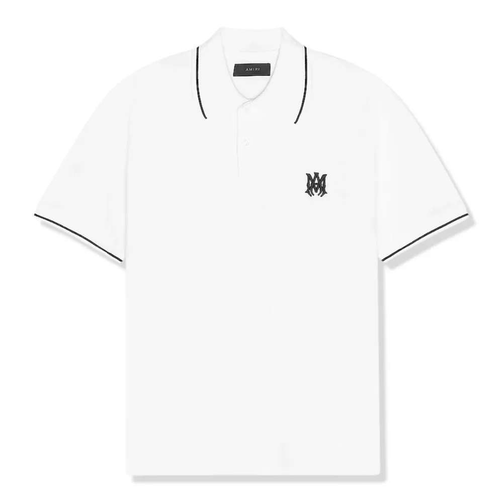 Amiri Solid Short Sleeve White Polo Shirt