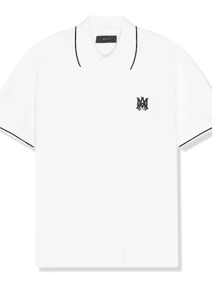 Amiri Solid Short Sleeve White Polo Shirt