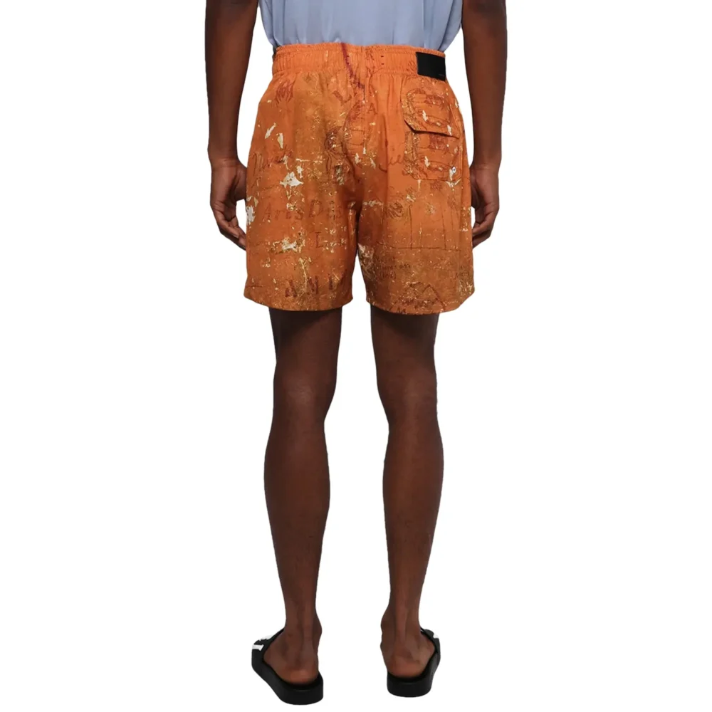 Amiri Stencil Military Orange Swim Shorts - Image 2