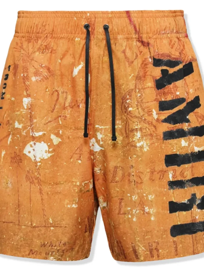 Amiri Stencil Military Orange Swim Shorts