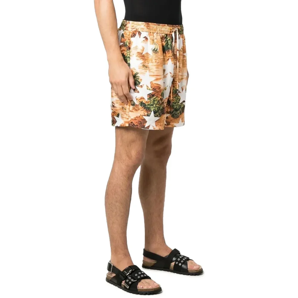 Amiri Tropical Star Orange Swim Shorts - Image 3