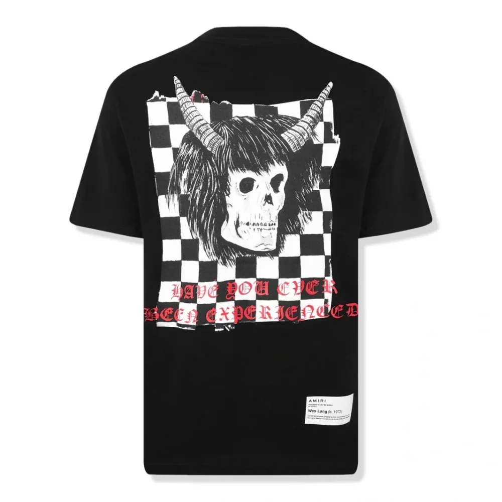 Amiri Wes Lang Checker Skull Black T Shirt - Image 2