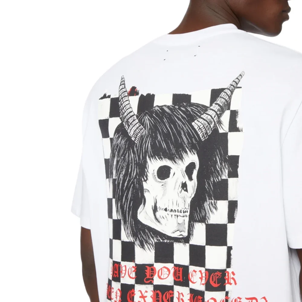 Amiri Wes Lang Checker Skull White T Shirt - Image 3