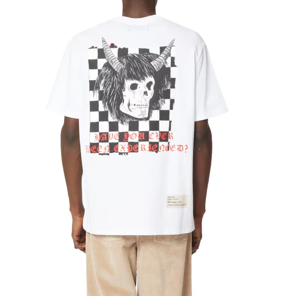 Amiri Wes Lang Checker Skull White T Shirt - Image 4