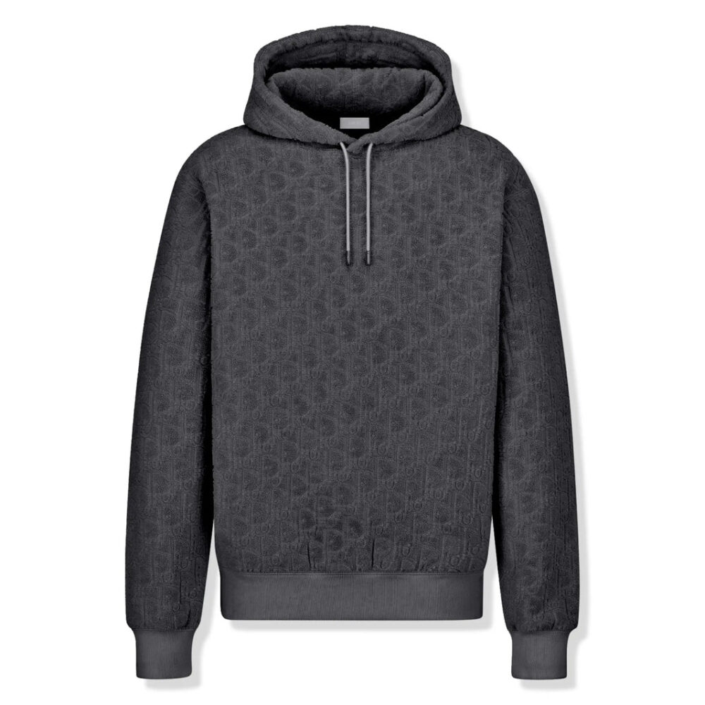 Preloved - Dior Oblique Towelling Terry Grey Hoodie